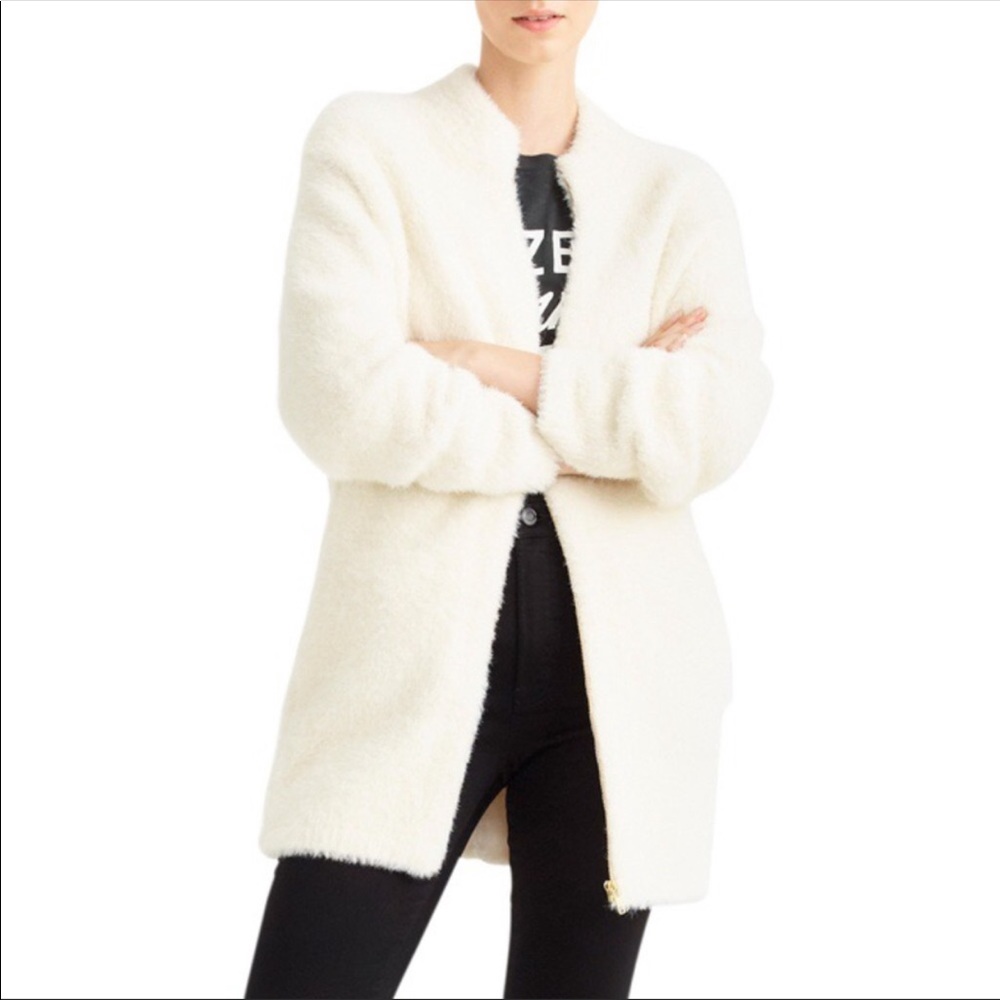 J. Crew Point Sur Fuzzy Faux Fur Cardigan Jacket